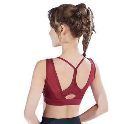 Running Gathers Shockproof Mesh Outer Wear Fitness Yoga Sports Bra