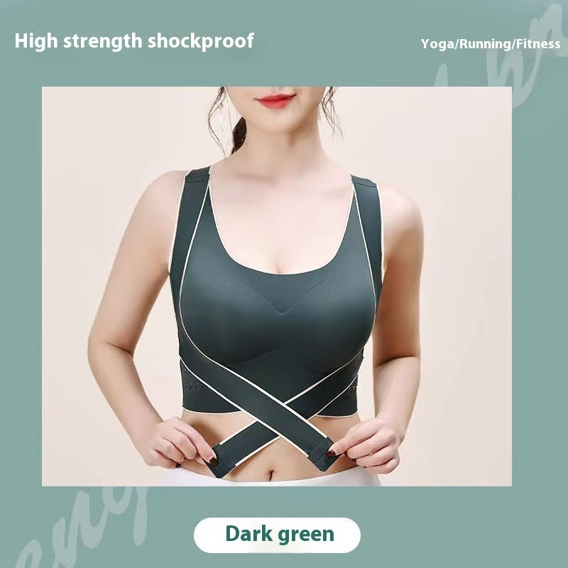 Cross Side Buckle Breast Holding Sports Bra Outer Wear Yoga Vest