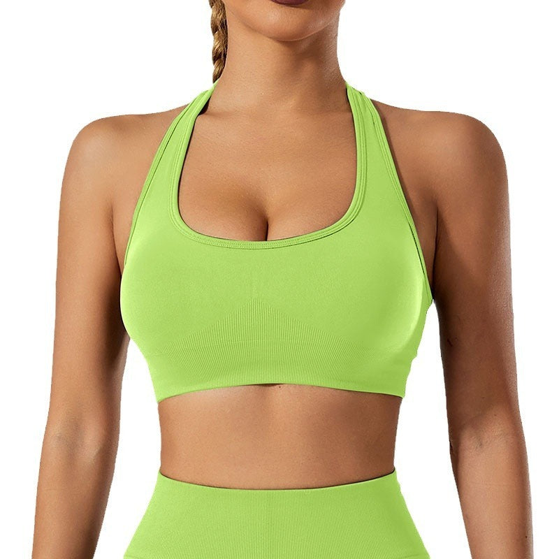 U-collar Halter Bra Outer Wear Shockproof Running Fitness Clothes Sports Underwear