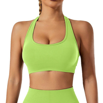 U-collar Halter Bra Outer Wear Shockproof Running Fitness Clothes Sports Underwear