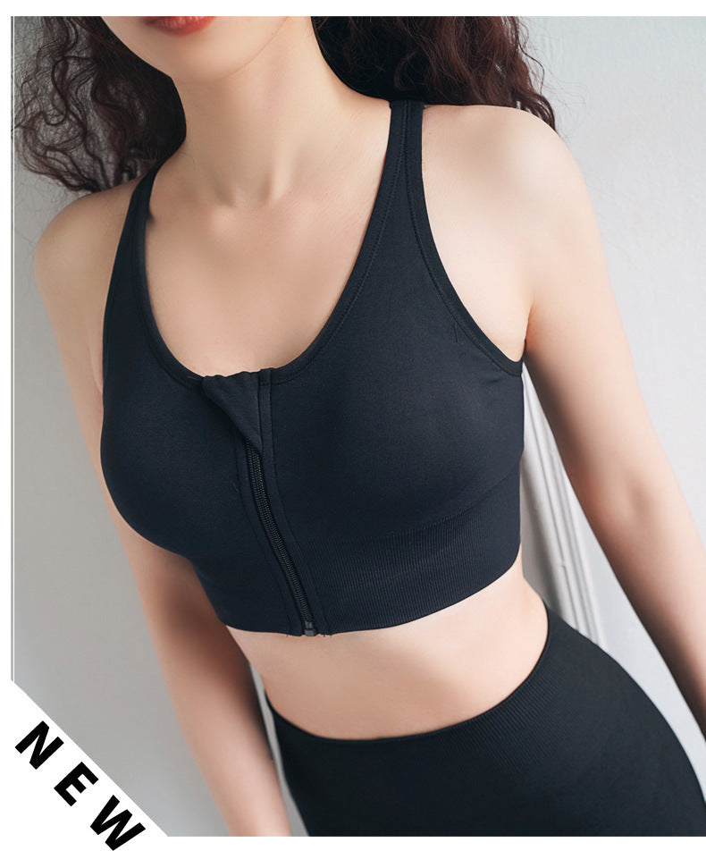 Front Zipper Sports Underwear Women's Anti-sagging Gather Shaping Bra Yoga Wear Vest