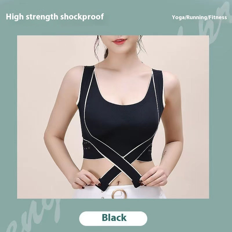 Cross Side Buckle Breast Holding Sports Bra Outer Wear Yoga Vest